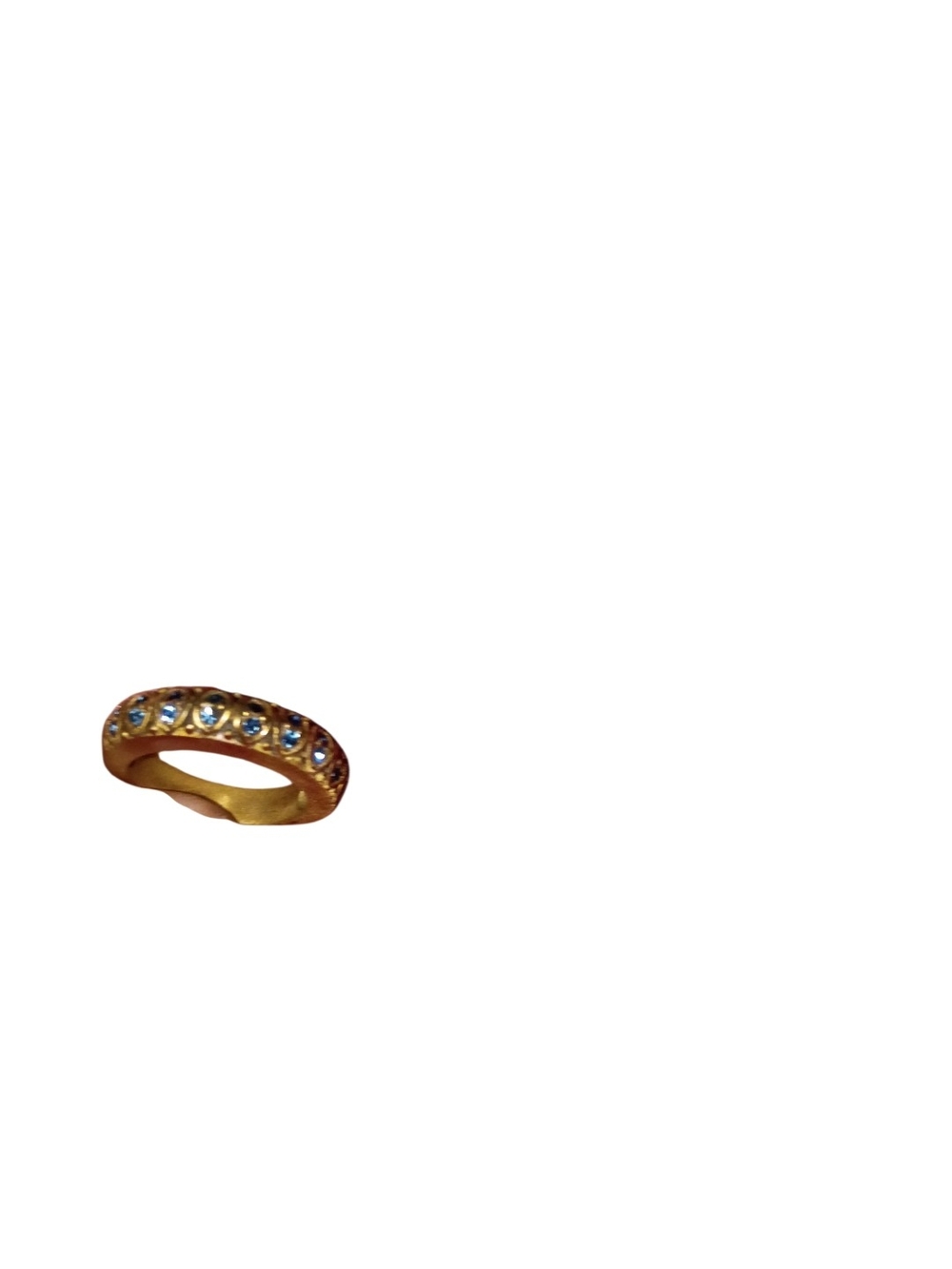 Vintage Gold Tone LAVINTAGE CHINA Blue Sapphire Or Topaz Ring. Size 6. OBO
